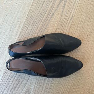 Yuko Imanishi Black Leather Slingback Flats